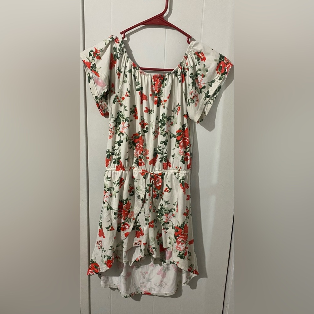 Floral shorts romper with short skirt train